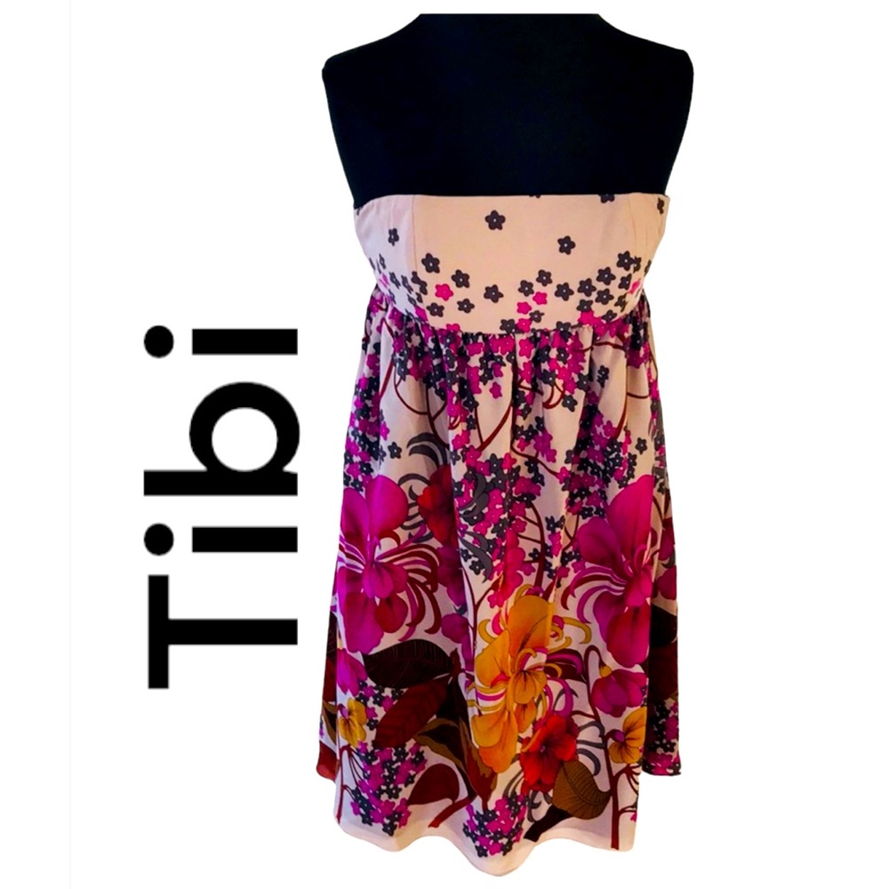 ❤️❤️ Tibi Floral Silk Strapless Tie Back Dress❤️❤️